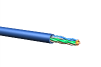 A blue category 5E non-shielded cable