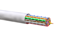 A white category 3 high pair count non-shielded cable